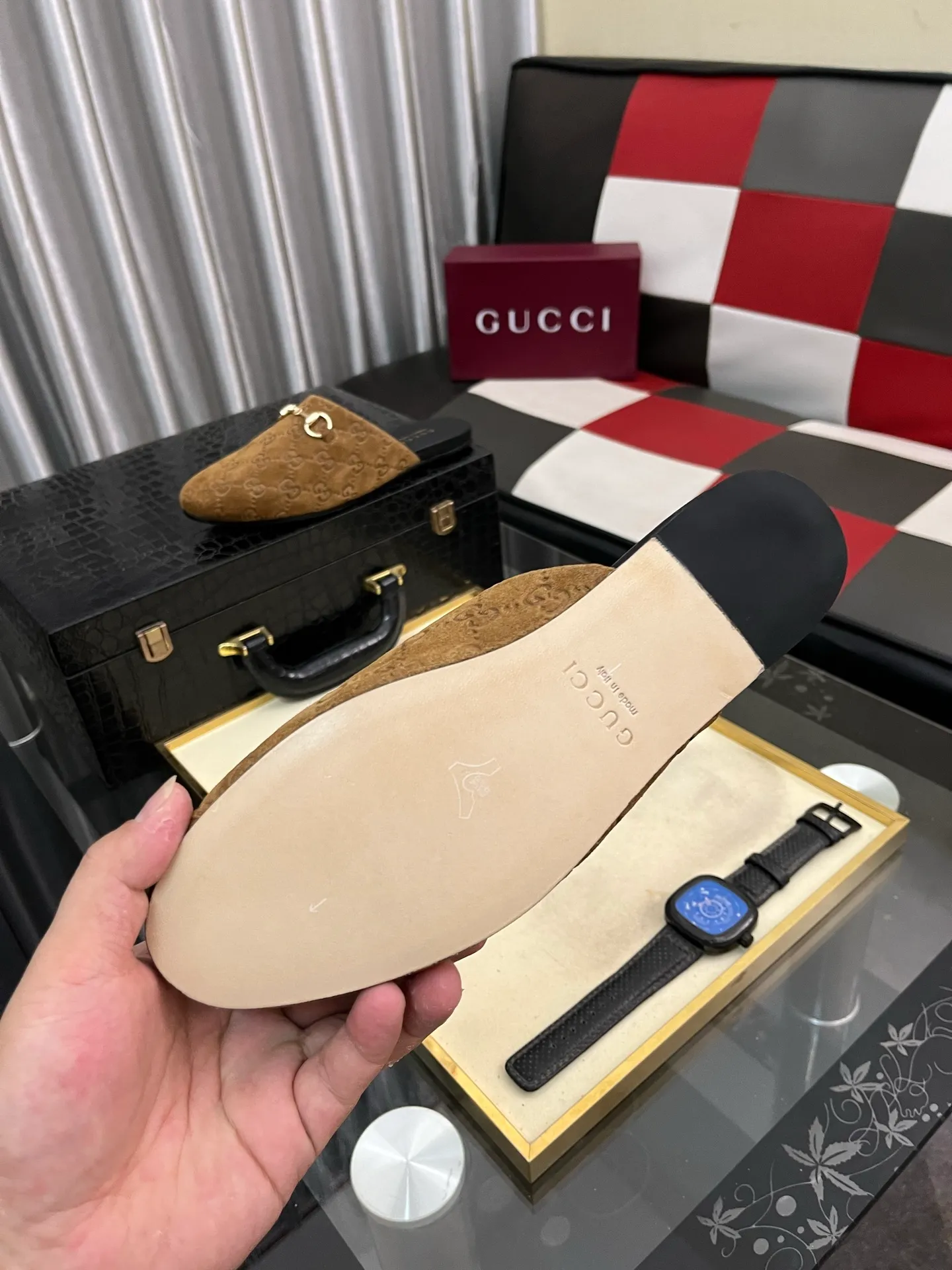 Men's shoes 💰480⌚️⌚️[Gucci] 2024 new season half-slip men's shoes, made of Italian imported first-layer frosted cowhide➕sheepskin lining, original hardware buckle, original combination wear-resistant outsole, real shot 🎬 Very comfortable on the feet, size 36-44